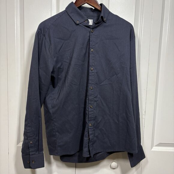 Mizzen+Main Button Down Shirt Men M Standard Fit Stretch Wrinkle-Free Navy - Picture 1 of 10